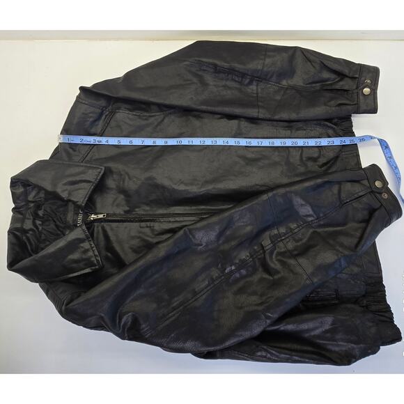 Gianni Collani Black Leather Insulated Bomber Jacket Quilted Lining Men's L - Picture 5 of 7